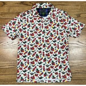 William Murray Polo Golf Shirt Floral Peacock Performance Men's Sz Small